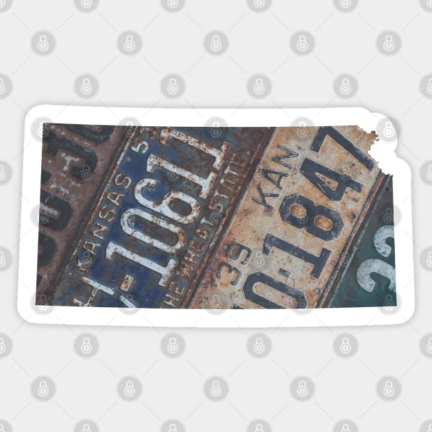 Vintage Kansas License Plates Sticker by juniperandspruce